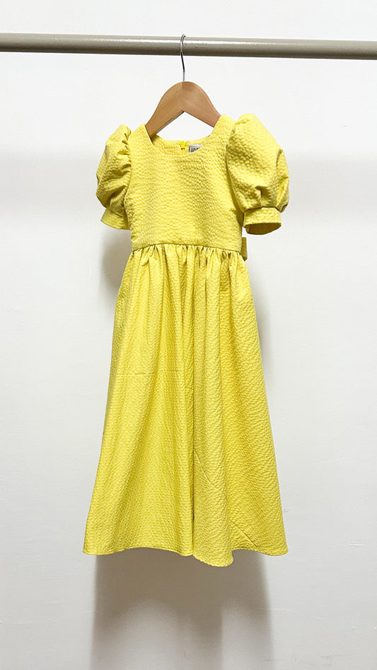 Puff Sleeve Maxi Dress - Yellow Seersucker