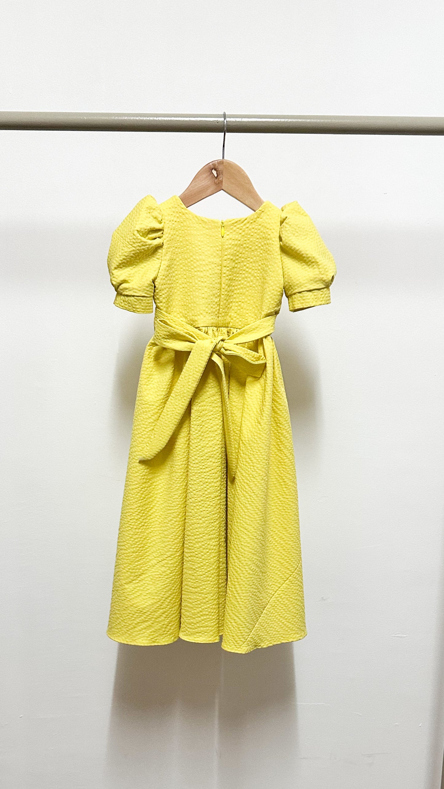 Puff Sleeve Maxi Dress - Yellow Seersucker