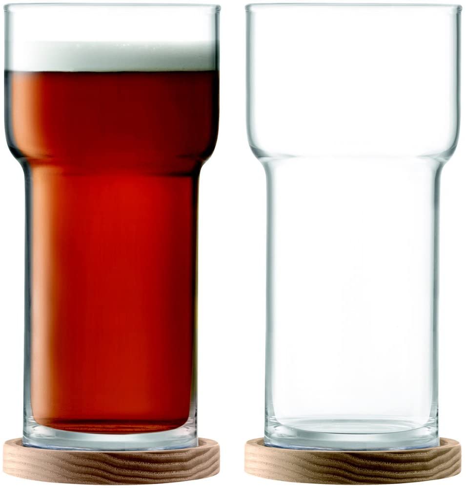 LSA Utility Beer Glass & Ash Coaster 550ml Clear (Set of 2)