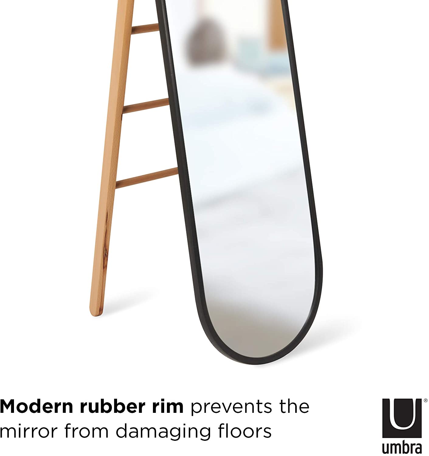 Umbra Hub Floor Mirror with Rubber Frame