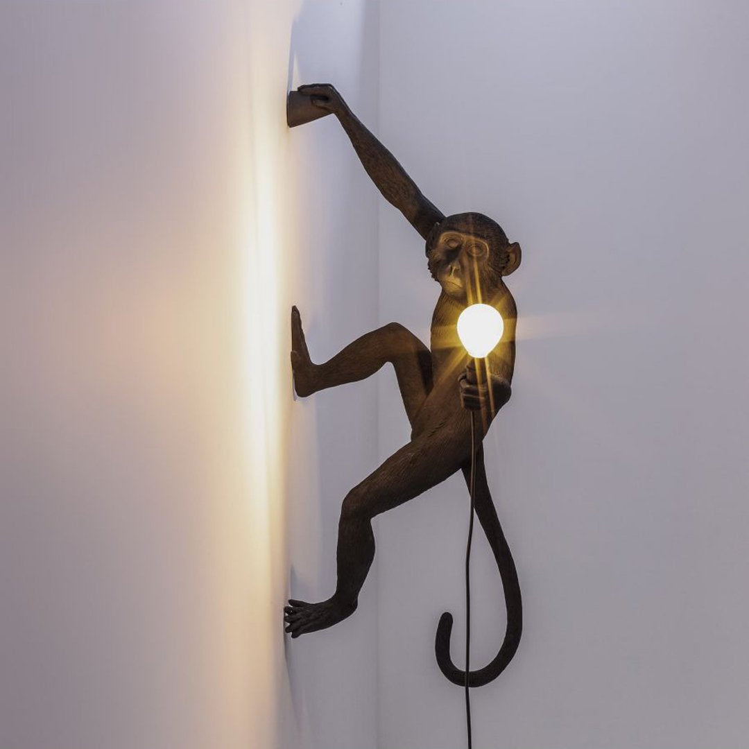 Seletti Hanging Monkey Resin Lamp — Black