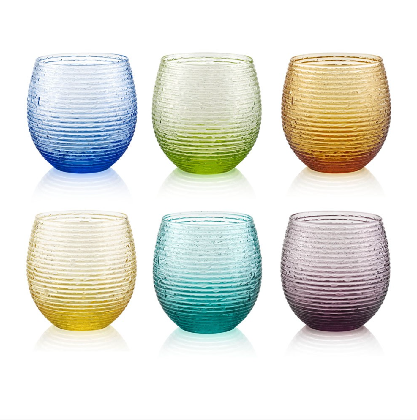 IVV Multicolor Set of 6 Water Glasses Assorted Colors in Gift Box