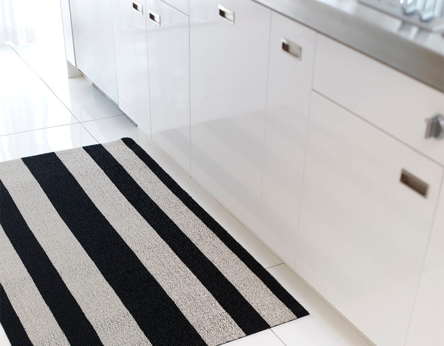 Chilewich Shag Bold Stripe Doormat Black/White
